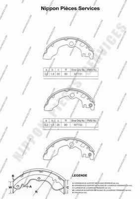 NPS S350U16 Тормозные колодоки для SUBARU (Субару) NPS S350U16 Тормозные колодоки для SUBARU (Субару)