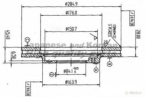 ASHUKI 0990-1212 Тормозной диск для TOYOTA (Тойота/тоета)