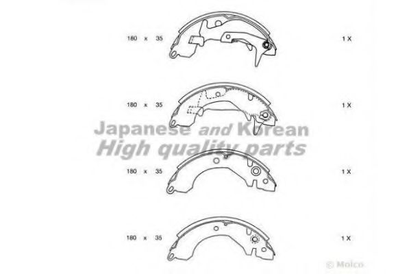ASHUKI C011-01 Тормозные колодоки для MITSUBISHI LANCER IV (Митсубиши/митсубиси Ланcэр иv) ASHUKI C011-01 Тормозные колодоки для MITSUBISHI LANCER IV (Митсубиши/митсубиси Ланcэр иv)