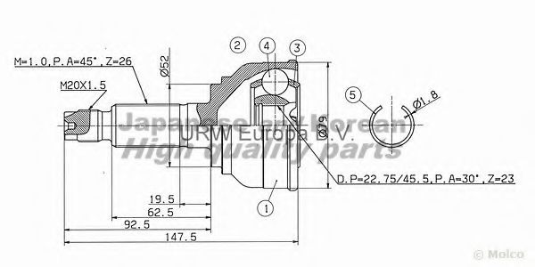 ASHUKI MA-210 Шарнирный комплект, приводной вал для MAZDA 626 II (Мазда 626 2) ASHUKI MA-210 Шарнирный комплект, приводной вал для MAZDA 626 II (Мазда 626 2)
