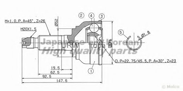 ASHUKI MA-210I Шарнирный комплект, приводной вал для MAZDA 626 II (Мазда 626 2) ASHUKI MA-210I Шарнирный комплект, приводной вал для MAZDA 626 II (Мазда 626 2)