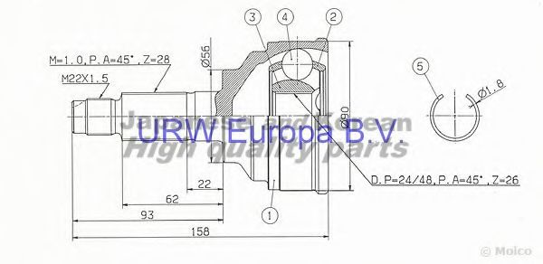 ASHUKI MA-2B0I Шарнирный комплект, приводной вал 