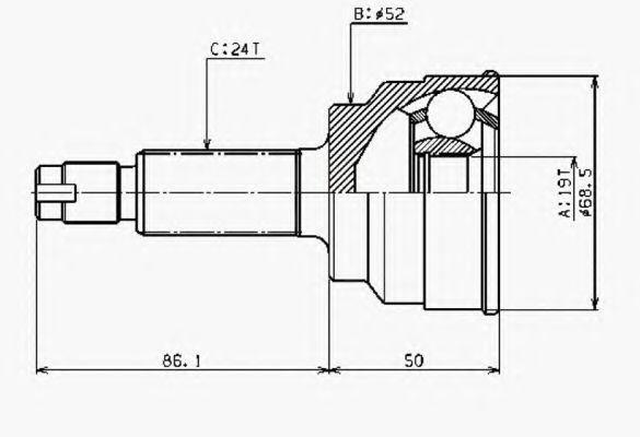 ASHUKI MA-340I Шарнирный комплект, приводной вал 