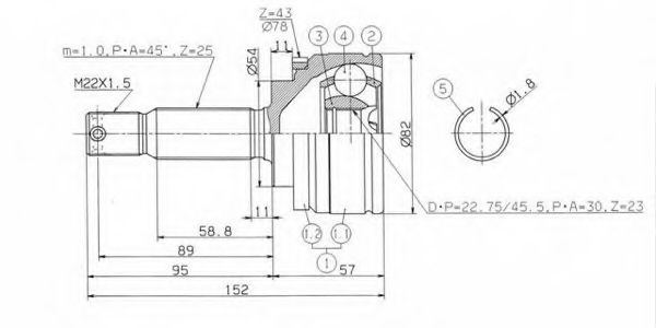 ASHUKI MI-044 Приводной вал 