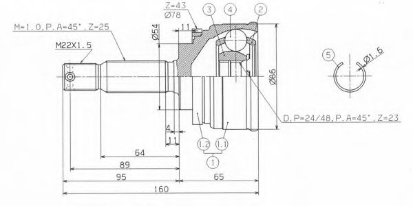 ASHUKI MI-2Q0 Приводной вал 