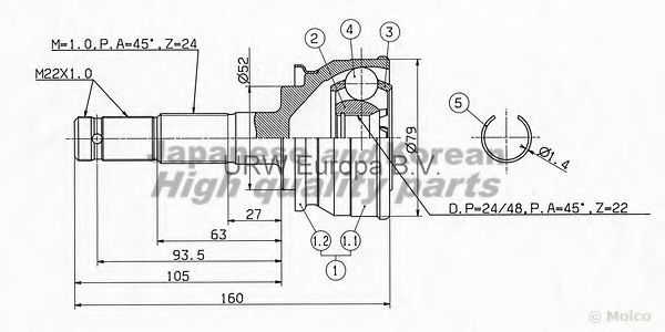 ASHUKI NI-230I Шарнирный комплект, приводной вал для NISSAN (Ниссан) ASHUKI NI-230I Шарнирный комплект, приводной вал для NISSAN (Ниссан)