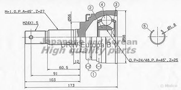 ASHUKI NI-470I Шарнирный комплект, приводной вал для NISSAN (Ниссан) ASHUKI NI-470I Шарнирный комплект, приводной вал для NISSAN (Ниссан)