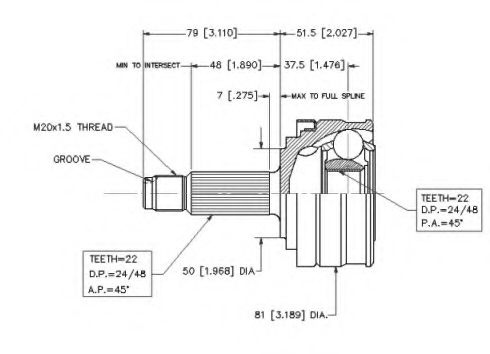 VEMA 18215 Шарнирный комплект, приводной вал для LADA 111 (Лада 111)