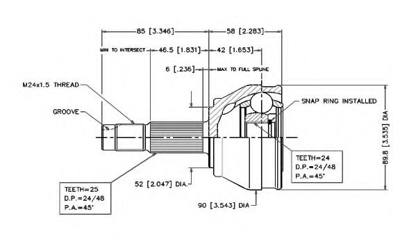 VEMA 18250 Шарнирный комплект, приводной вал для ALFA-ROMEO (Алфа-ромэо) VEMA 18250 Шарнирный комплект, приводной вал для ALFA-ROMEO (Алфа-ромэо)