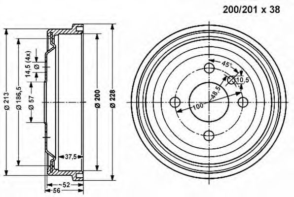 VEMA 800827 Тормозной барабан для OPEL GT (Опель Гт) VEMA 800827 Тормозной барабан для OPEL GT (Опель Гт)