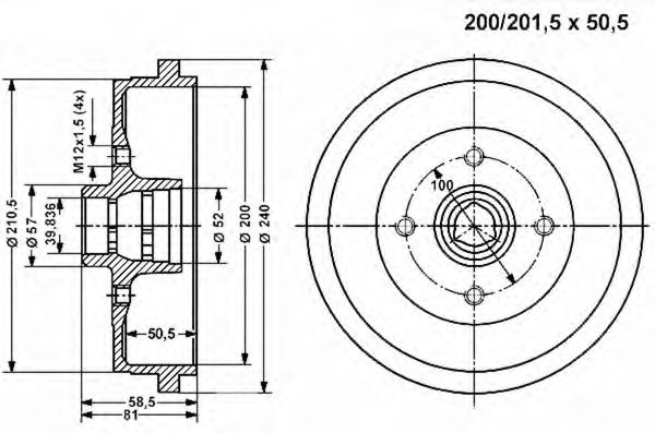 VEMA 800975 Тормозной барабан для VOLKSWAGEN GOLF IV (Фольксваген Гольф 4) VEMA 800975 Тормозной барабан для VOLKSWAGEN GOLF IV (Фольксваген Гольф 4)