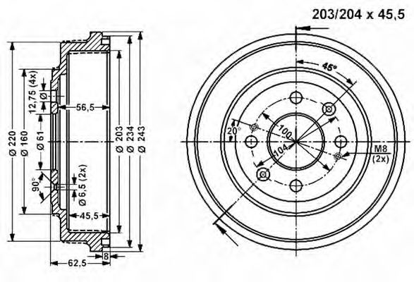 VEMA 801062 Тормозной барабан для ROVER 400 (Ровер 400) VEMA 801062 Тормозной барабан для ROVER 400 (Ровер 400)