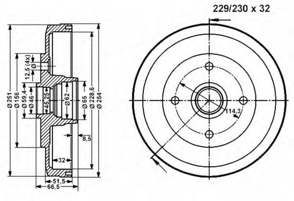 VEMA 801356 Тормозной барабан для MAZDA 323 III (Мазда 323 3) VEMA 801356 Тормозной барабан для MAZDA 323 III (Мазда 323 3)