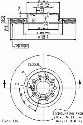 VEMA 98698 Тормозной диск для AUDI TT (Ауди Тт) VEMA 98698 Тормозной диск для AUDI TT (Ауди Тт)