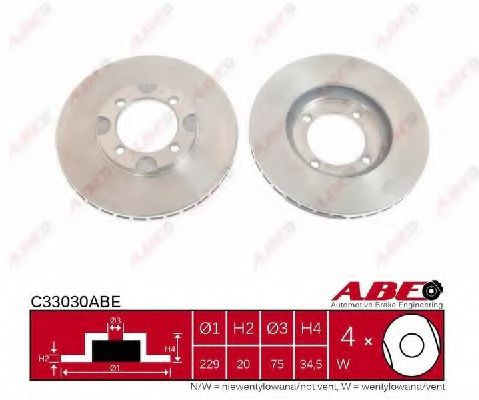 ABE C33030ABE Тормозной диск передний мост для MAZDA 626 II (Мазда 626 2) ABE C33030ABE Тормозной диск передний мост для MAZDA 626 II (Мазда 626 2)