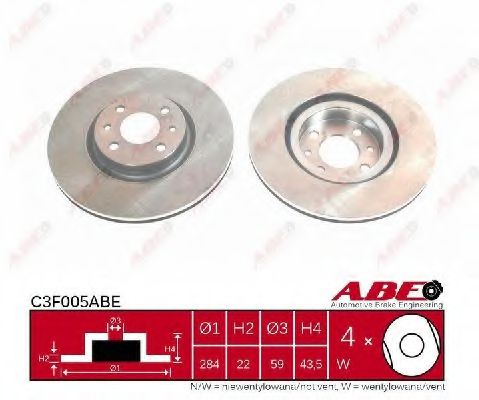ABE C3F005ABE Тормозной диск для ABARTH (Абартх) ABE C3F005ABE Тормозной диск для ABARTH (Абартх)
