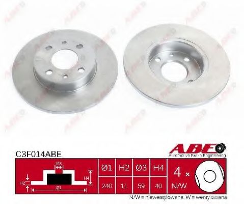 ABE C3F014ABE Тормозной диск задний мост для ABARTH (Абартх) ABE C3F014ABE Тормозной диск задний мост для ABARTH (Абартх)