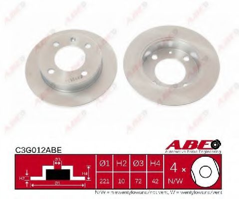 ABE C3G012ABE Тормозной диск передний мост для FORD FIESTA (Форд Фиэста) ABE C3G012ABE Тормозной диск передний мост для FORD FIESTA (Форд Фиэста)