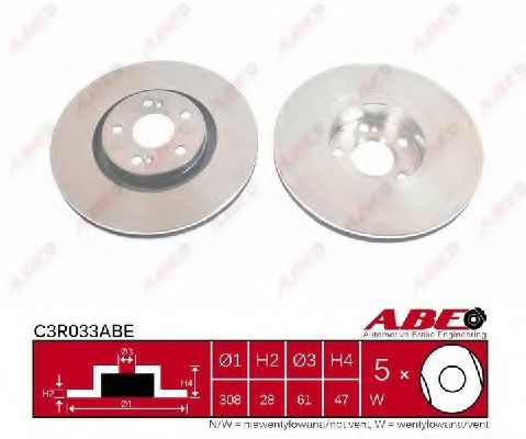 ABE C3R033ABE Тормозной диск<br >передний мост 