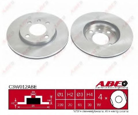 ABE C3W012ABE Тормозной диск передний мост для VOLKSWAGEN JETTA I (Фольксваген Жэтта и) ABE C3W012ABE Тормозной диск передний мост для VOLKSWAGEN JETTA I (Фольксваген Жэтта и)