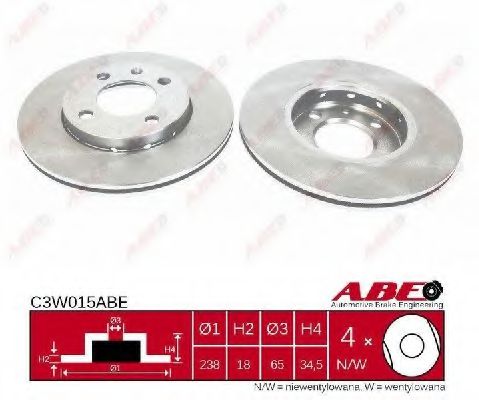 ABE C3W015ABE Тормозной диск<br >передний мост 