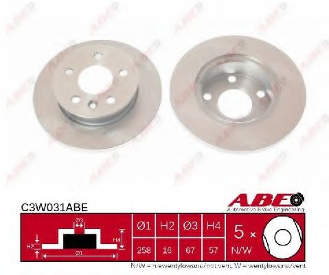 ABE C3W031ABE Тормозной диск<br >передний мост 