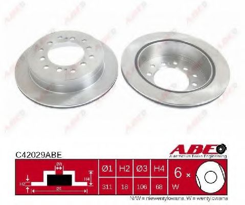 ABE C42029ABE Тормозной диск для TOYOTA (FAW) PRADO (Тойота/тоета (фав) Прадо) ABE C42029ABE Тормозной диск для TOYOTA (FAW) PRADO (Тойота/тоета (фав) Прадо)