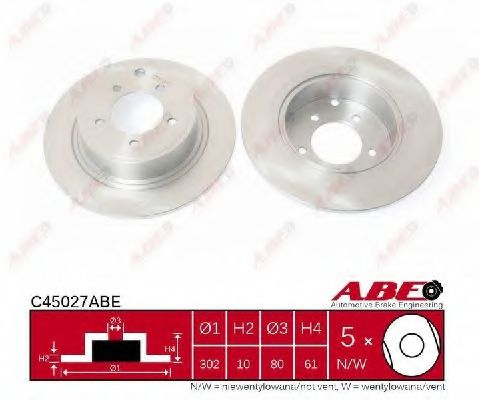 ABE C45027ABE Тормозной диск для MITSUBISHI LANCER (Митсубиши/митсубиси Ланcэр) ABE C45027ABE Тормозной диск для MITSUBISHI LANCER (Митсубиши/митсубиси Ланcэр)