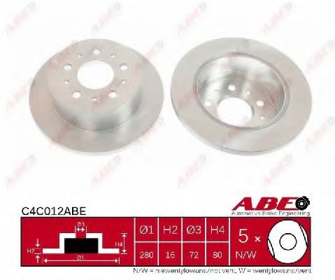 ABE C4C012ABE Тормозной диск не для повышенной нагрузки для FIAT DUCATO (Фиат Дукато) ABE C4C012ABE Тормозной диск не для повышенной нагрузки для FIAT DUCATO (Фиат Дукато)