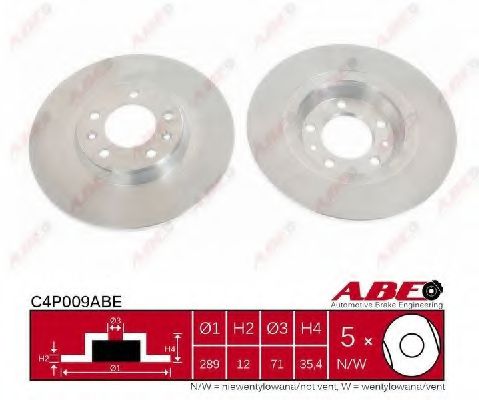 ABE C4P009ABE Тормозной диск для PEUGEOT (Пежо) ABE C4P009ABE Тормозной диск для PEUGEOT (Пежо)