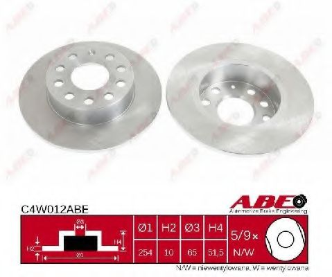 ABE C4W012ABE Тормозной диск 1KD для SEAT (Сеат) ABE C4W012ABE Тормозной диск 1KD для SEAT (Сеат)