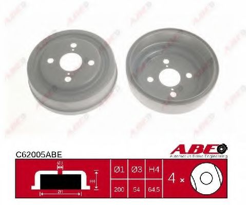 ABE C62005ABE Тормозной барабан для TOYOTA COROLLA FX (Тойота/тоета Cоролла инфинити фх) ABE C62005ABE Тормозной барабан для TOYOTA COROLLA FX (Тойота/тоета Cоролла инфинити фх)