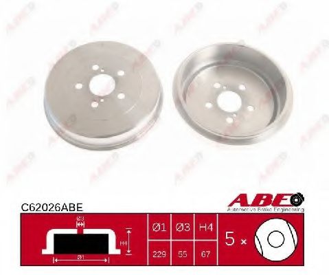 ABE C62026ABE Тормозной барабан задний мост для TOYOTA AVENSIS (Тойота/тоета Авенсис) ABE C62026ABE Тормозной барабан задний мост для TOYOTA AVENSIS (Тойота/тоета Авенсис)