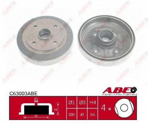 ABE C63003ABE Тормозной барабан 05 1985 для MAZDA GLC II (Мазда Глc 2) ABE C63003ABE Тормозной барабан 05 1985 для MAZDA GLC II (Мазда Глc 2)