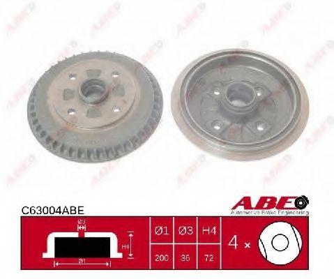 ABE C63004ABE Тормозной барабан для MAZDA 626 II (Мазда 626 2) ABE C63004ABE Тормозной барабан для MAZDA 626 II (Мазда 626 2)