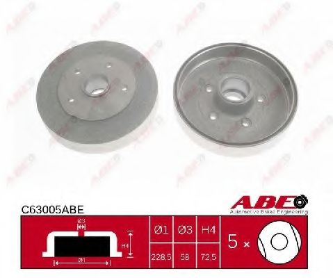 ABE C63005ABE Тормозной барабан для MAZDA 626 III (Мазда 626 3) ABE C63005ABE Тормозной барабан для MAZDA 626 III (Мазда 626 3)