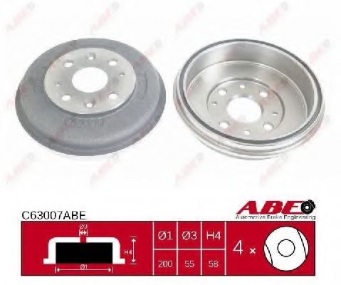 ABE C63007ABE Тормозной барабан для MAZDA 323 C IV (Мазда 323 c иv) ABE C63007ABE Тормозной барабан для MAZDA 323 C IV (Мазда 323 c иv)
