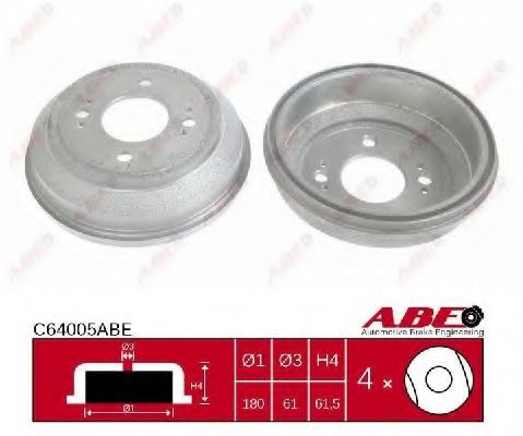 ABE C64005ABE Тормозной барабан для HONDA CRX II (Хонда Cрх 2) ABE C64005ABE Тормозной барабан для HONDA CRX II (Хонда Cрх 2)
