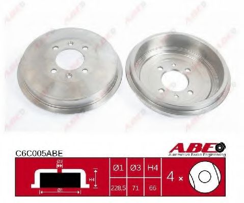 ABE C6C005ABE Тормозной барабан для PEUGEOT 305 II (Пежо 305 2) ABE C6C005ABE Тормозной барабан для PEUGEOT 305 II (Пежо 305 2)