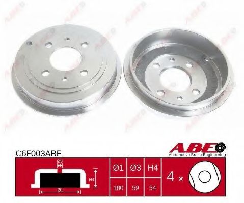 ABE C6F003ABE Тормозной барабан с легкометаллическим диском для FIAT 500 C (Фиат 500 c) ABE C6F003ABE Тормозной барабан с легкометаллическим диском для FIAT 500 C (Фиат 500 c)