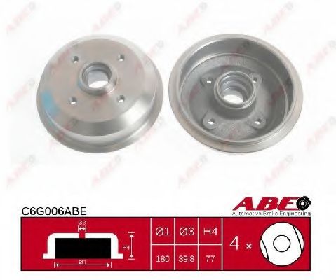 ABE C6G006ABE Тормозной барабан для FORD ESCORT III (Форд Эсcорт 3) ABE C6G006ABE Тормозной барабан для FORD ESCORT III (Форд Эсcорт 3)