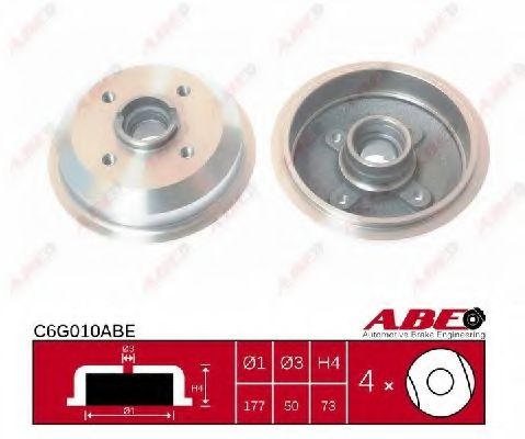 ABE C6G010ABE Тормозной барабан для FORD FIESTA (Форд Фиэста) ABE C6G010ABE Тормозной барабан для FORD FIESTA (Форд Фиэста)