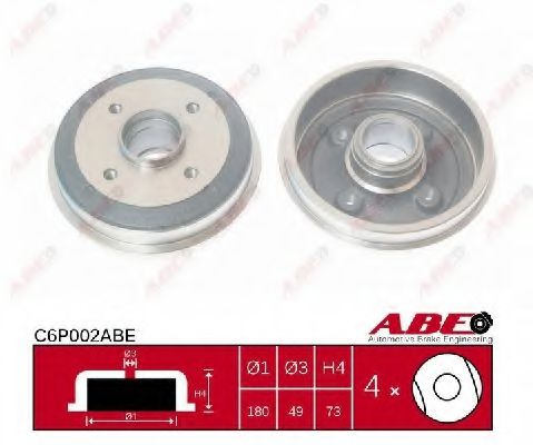 ABE C6P002ABE Тормозной барабан для PEUGEOT 205 II (Пежо 205 2) ABE C6P002ABE Тормозной барабан для PEUGEOT 205 II (Пежо 205 2)