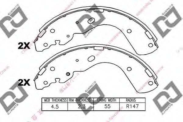 DJ PARTS BS1062 Тормозные колодоки для MAZDA (Мазда) DJ PARTS BS1062 Тормозные колодоки для MAZDA (Мазда)