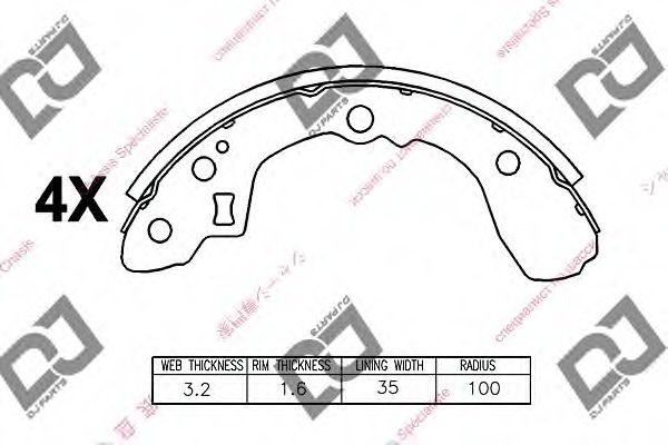 DJ PARTS BS1133 Тормозные колодоки для KIA SPECTRA II (Киа Спэcтра 2)