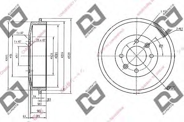 DJ PARTS BR1039 Тормозной барабан для PEUGEOT 305 II (Пежо 305 2) DJ PARTS BR1039 Тормозной барабан для PEUGEOT 305 II (Пежо 305 2)