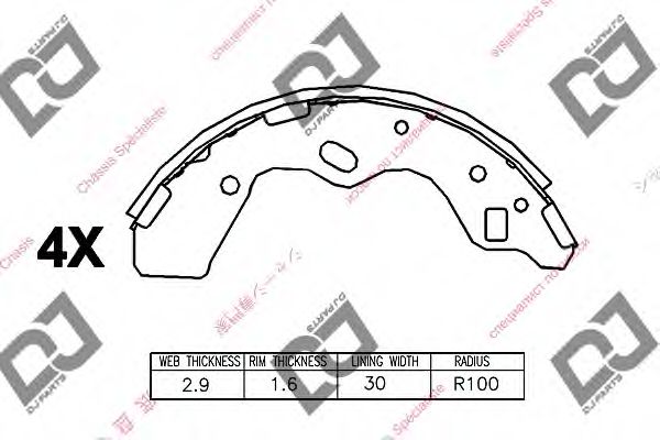 DJ PARTS BS1284 Тормозные колодоки для MAZDA (Мазда) DJ PARTS BS1284 Тормозные колодоки для MAZDA (Мазда)