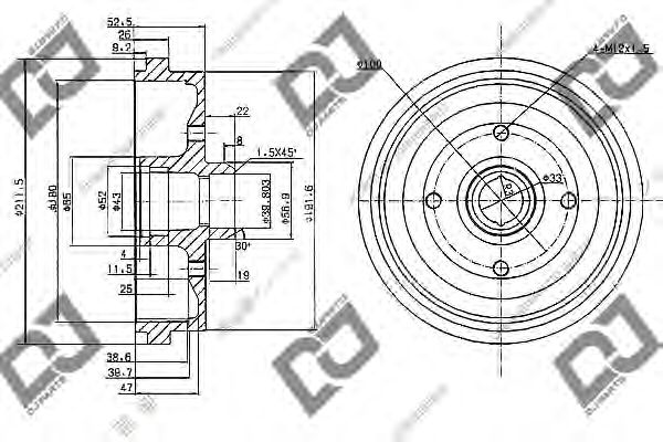 DJ PARTS BR1062 Тормозной барабан для VOLKSWAGEN POLO (Фольксваген Поло) DJ PARTS BR1062 Тормозной барабан для VOLKSWAGEN POLO (Фольксваген Поло)