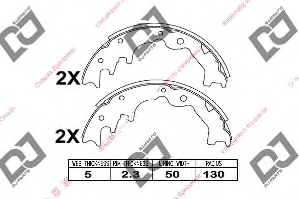 DJ PARTS BS1032 Тормозные колодоки для MAZDA MPV I (Мазда Мпв 1) DJ PARTS BS1032 Тормозные колодоки для MAZDA MPV I (Мазда Мпв 1)