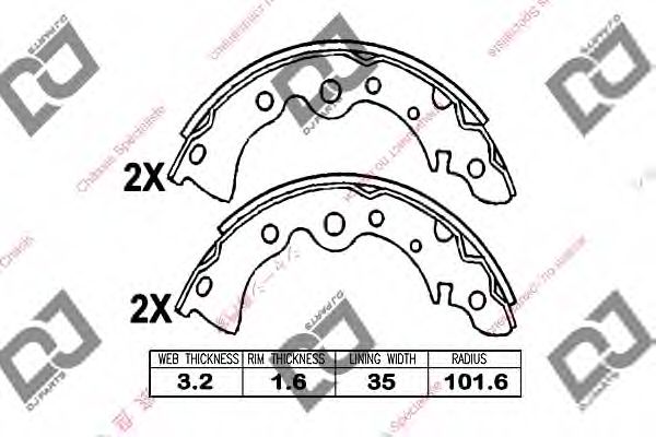 DJ PARTS BS1110 Тормозные колодоки для NISSAN (Ниссан) DJ PARTS BS1110 Тормозные колодоки для NISSAN (Ниссан)